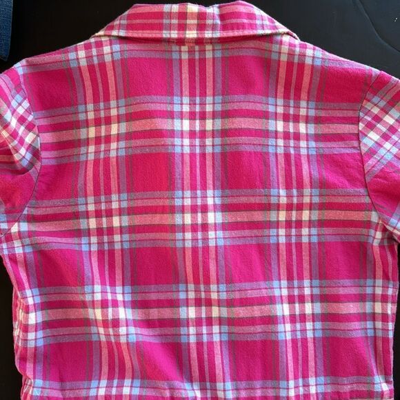 Vineyard‎ Vines Flannel Shirt Dress Girls Size 10 Pink Plaid Button Front Preppy - Picture 10 of 15
